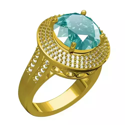 Large Round Stone Triple Halo Vintage Ring