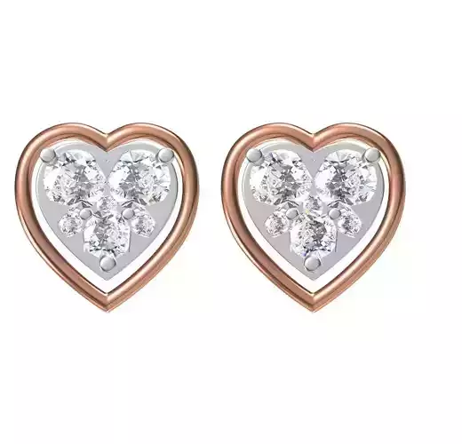 Women Diamond Heart Earrings STL FBX JCD Details