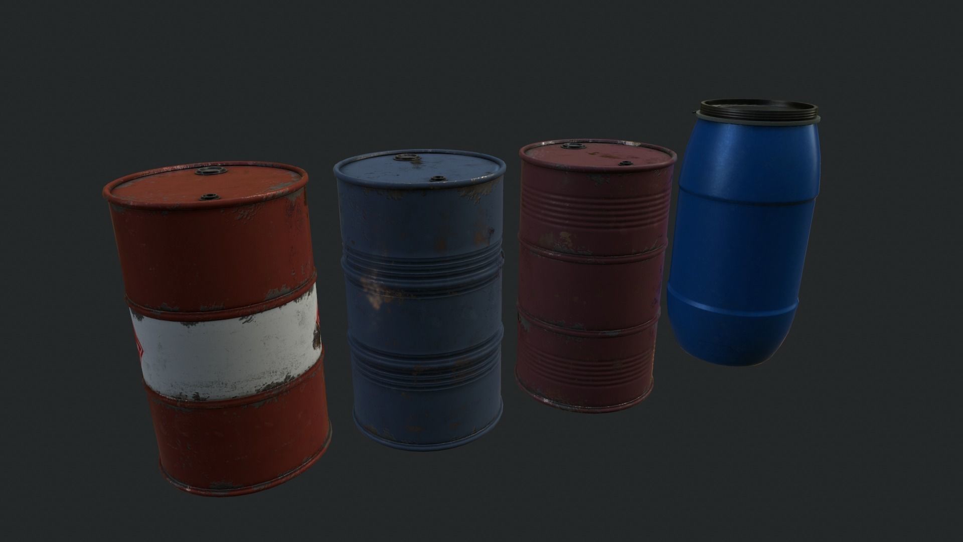 Barrels Low-poly 3D model_1