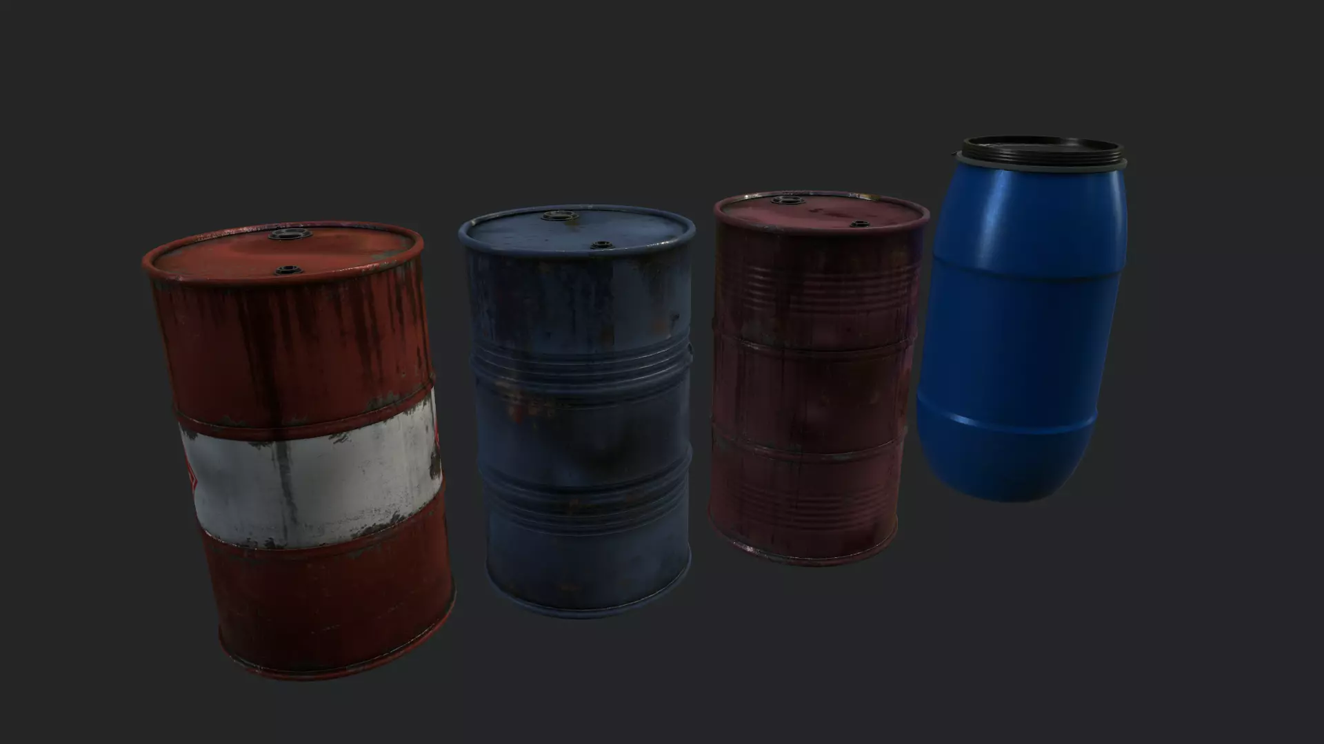 Barrels Low-poly 3D model_0