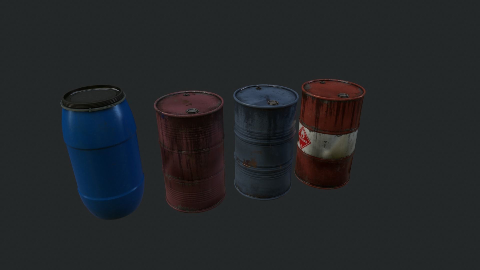 Barrels Low-poly 3D model_3