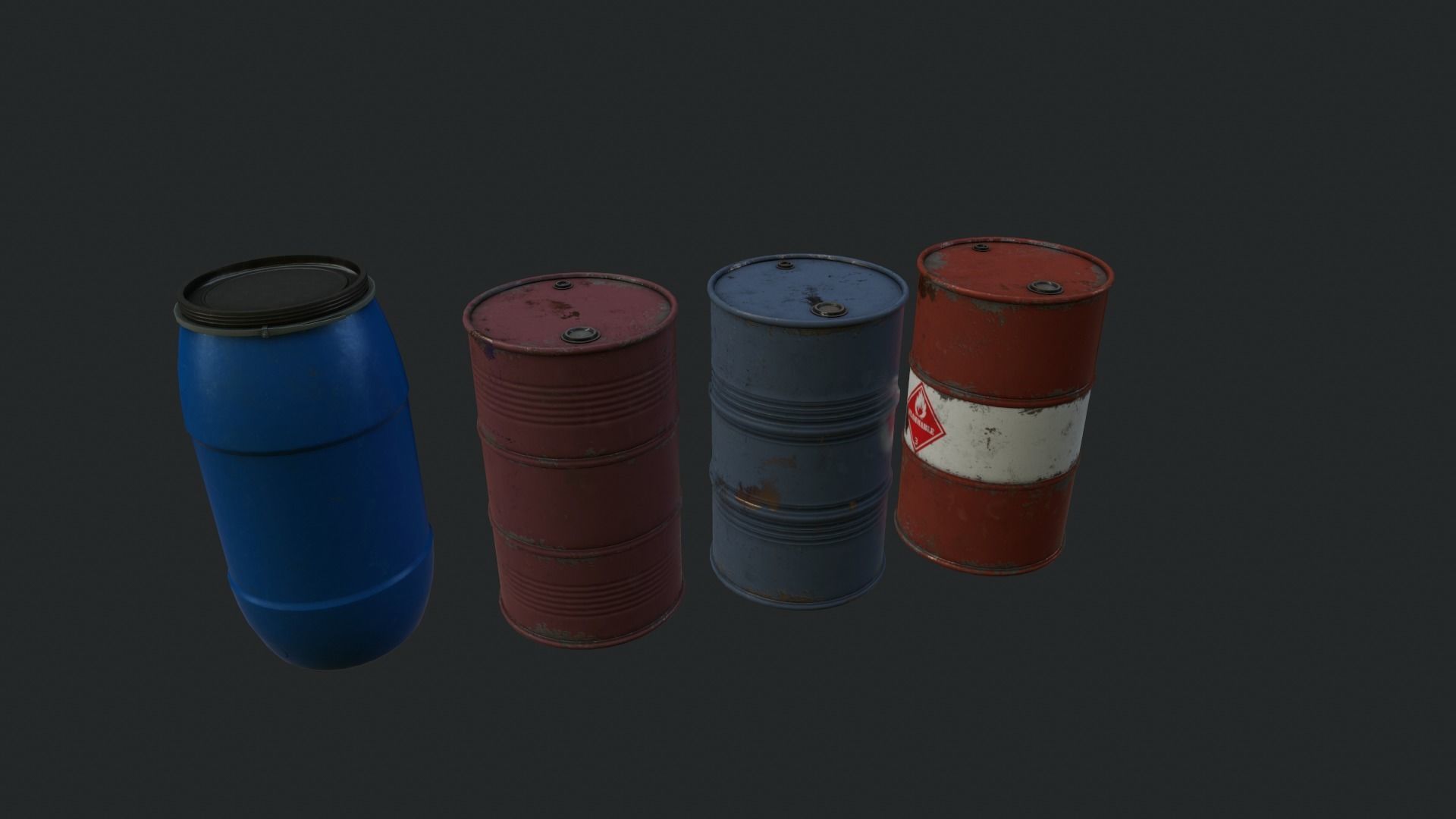 Barrels Low-poly 3D model_2