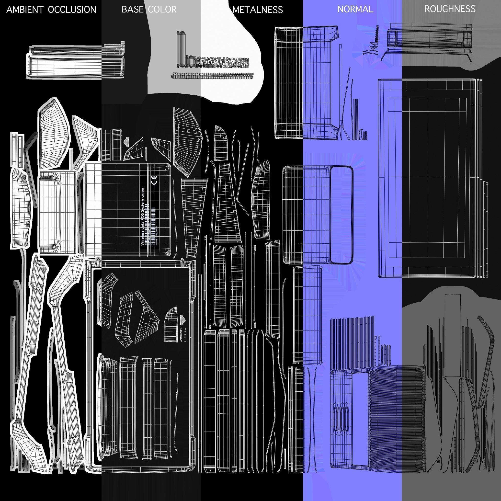 Card terminal POS sunmi v2 display  HD 3D model Low-poly 3D model_21