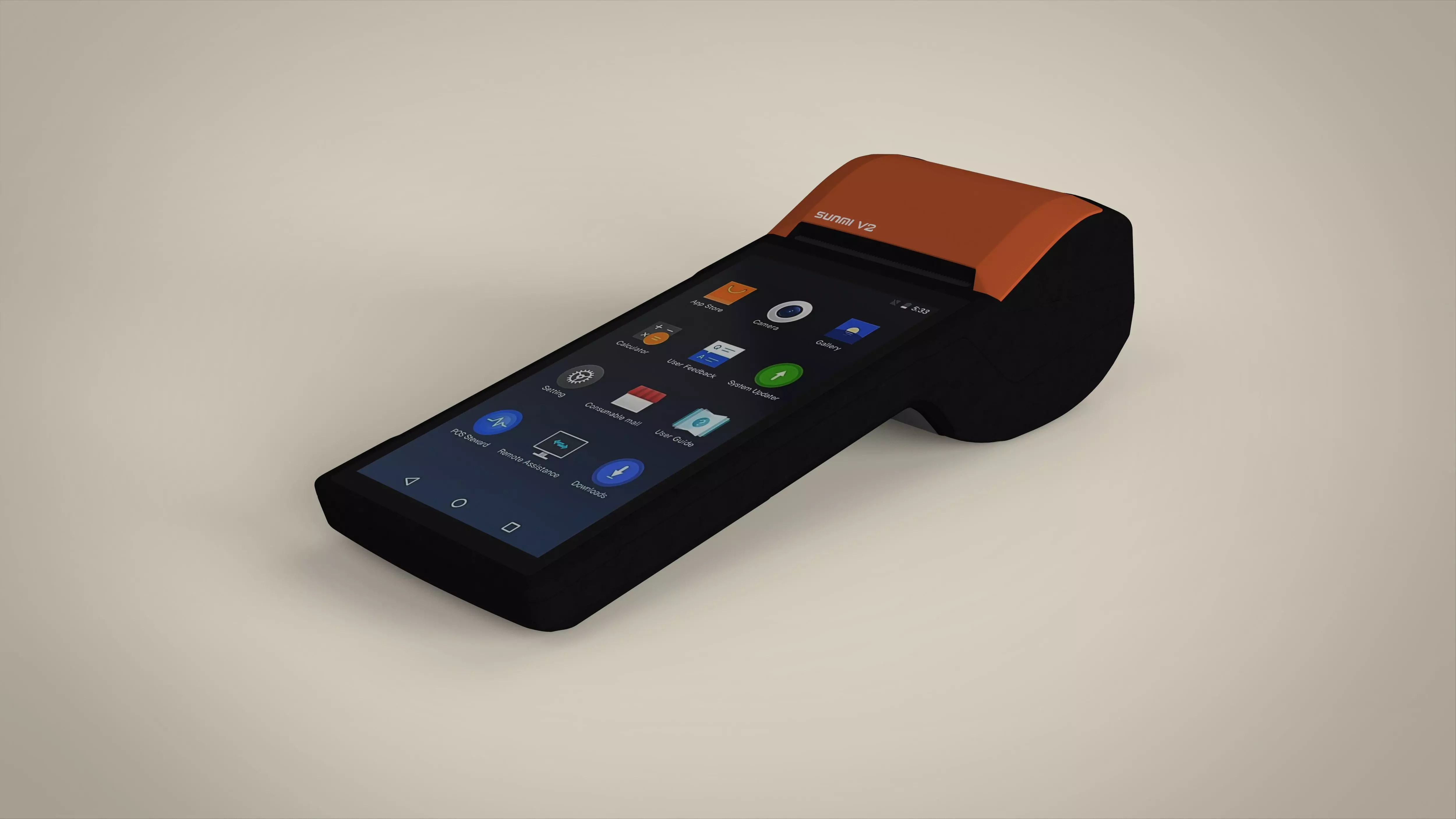 Card terminal POS sunmi v2 display  HD 3D model Low-poly 3D model_0