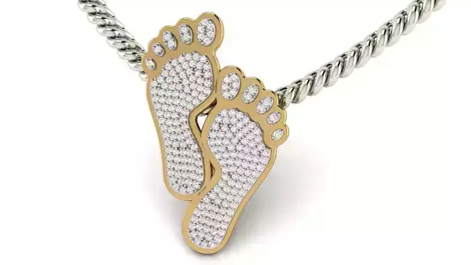 Diamond Lucky Feet Pendant 