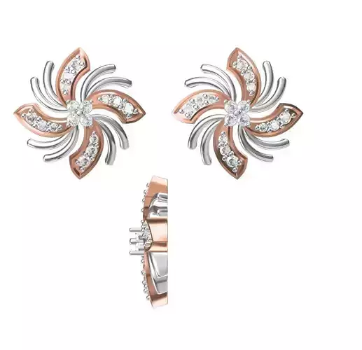 Women Diamond Earrings STL FBX JCD Details