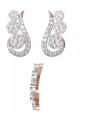 Women Diamond Earrings STL FBX JCD Details