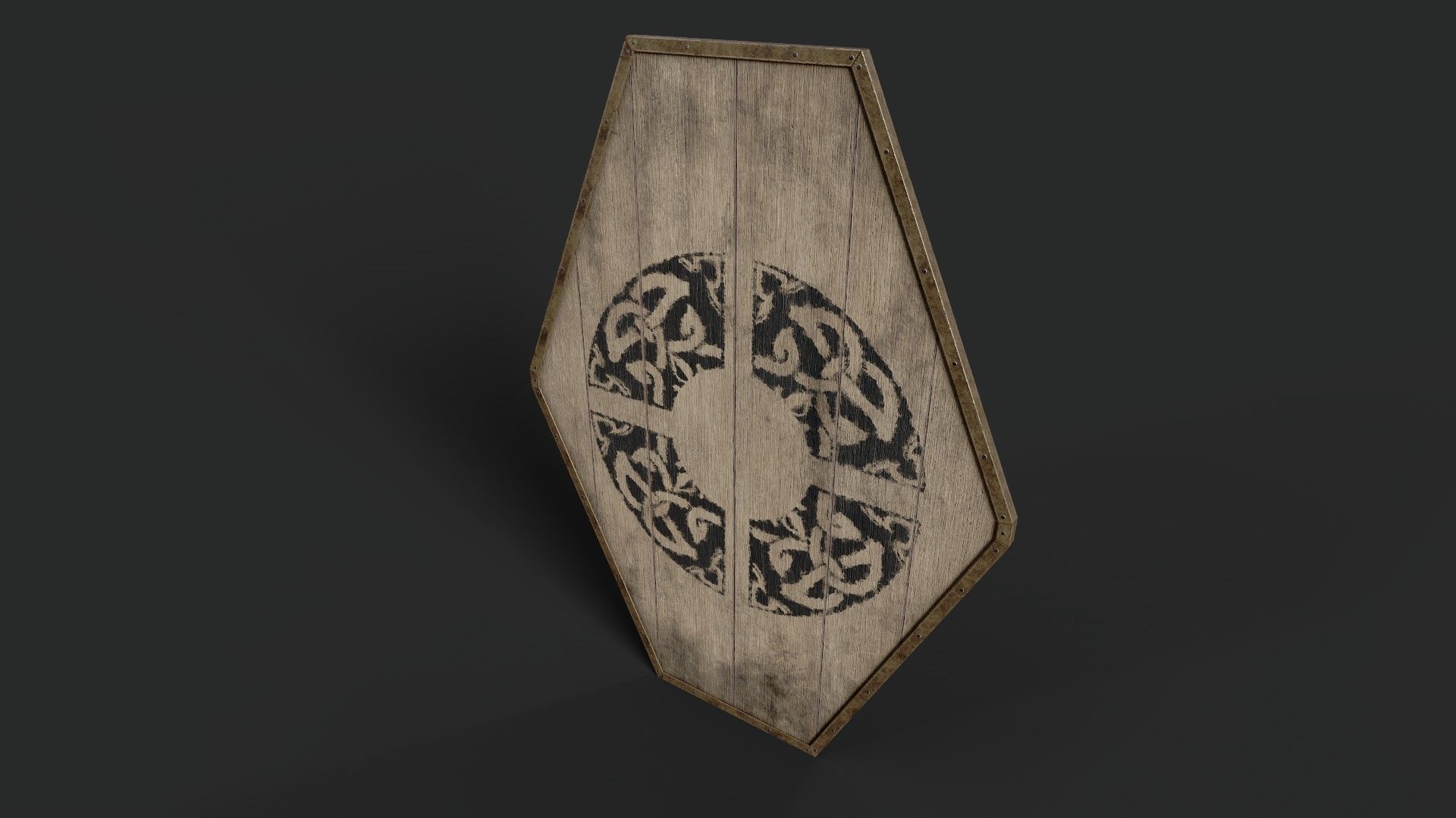 Slavic diamond-shaped shield painted ring rune symbol Low-poly 3D model_3