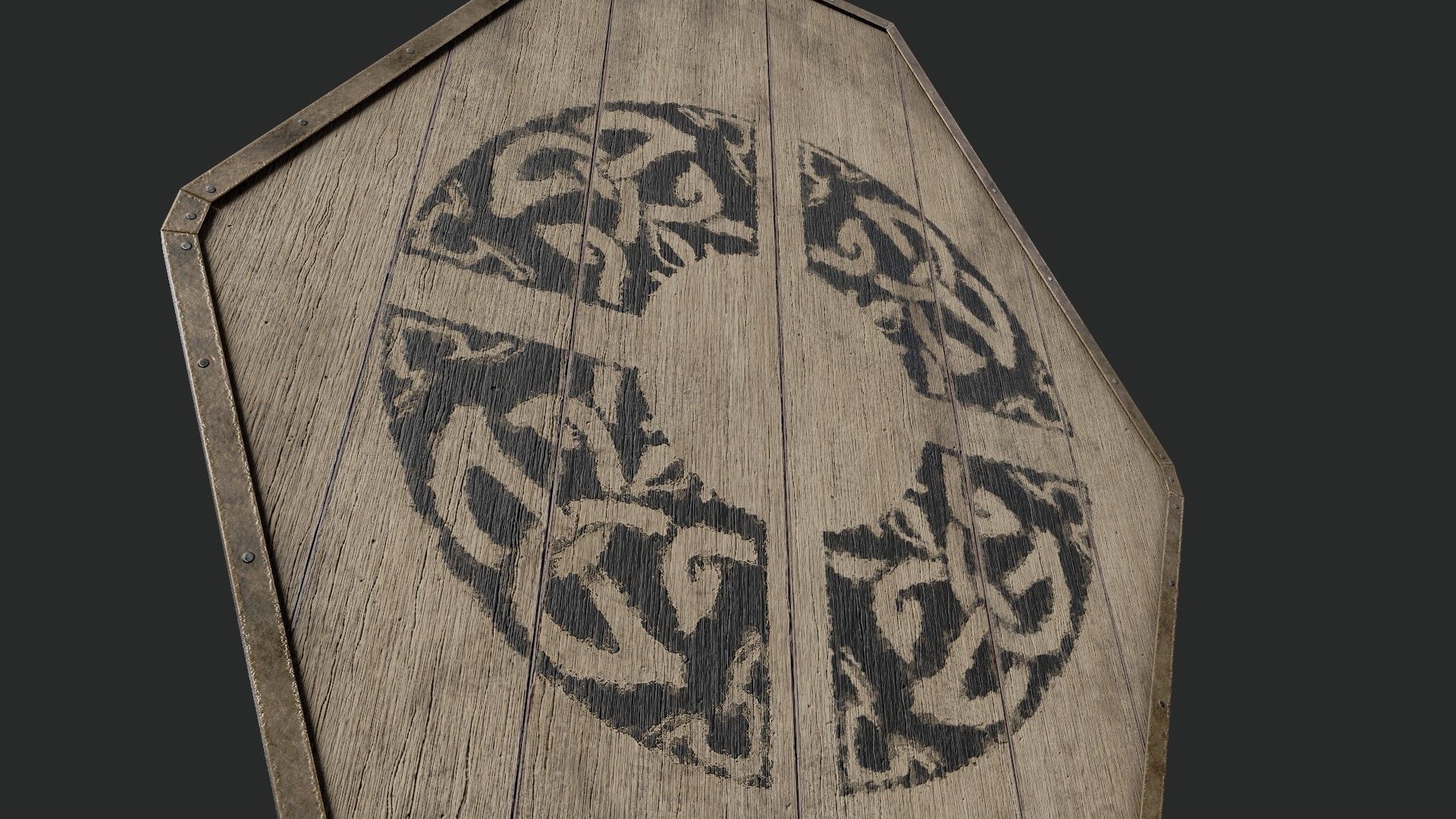 Slavic diamond-shaped shield painted ring rune symbol Low-poly 3D model_5