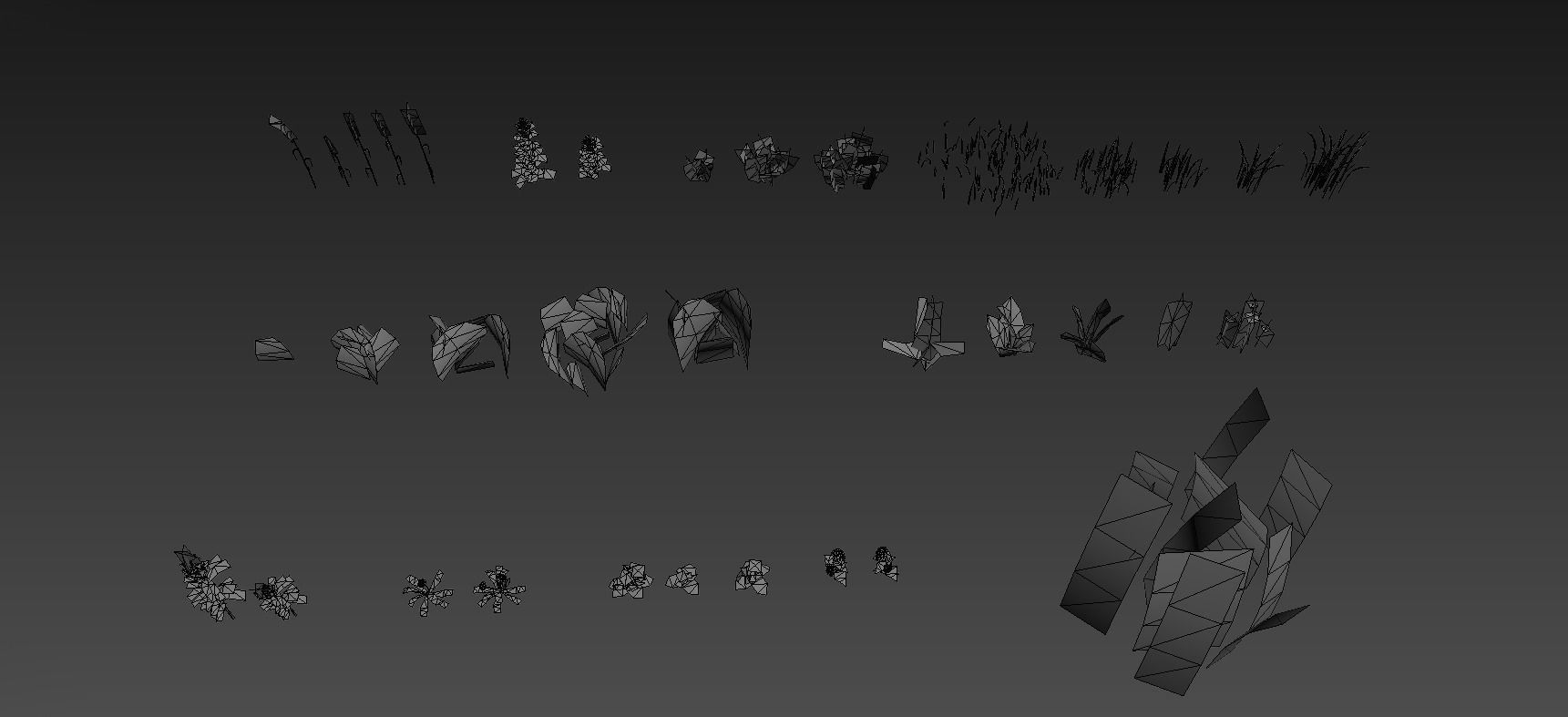 Grass and Flower Low-poly 3D model_13