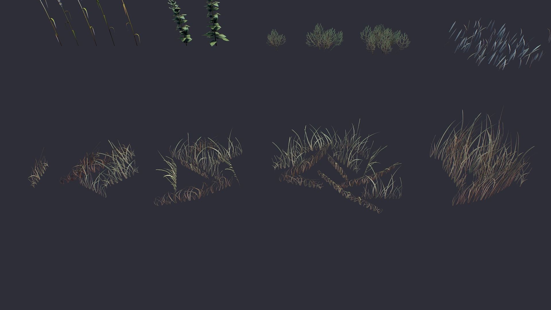 Grass and Flower Low-poly 3D model_7