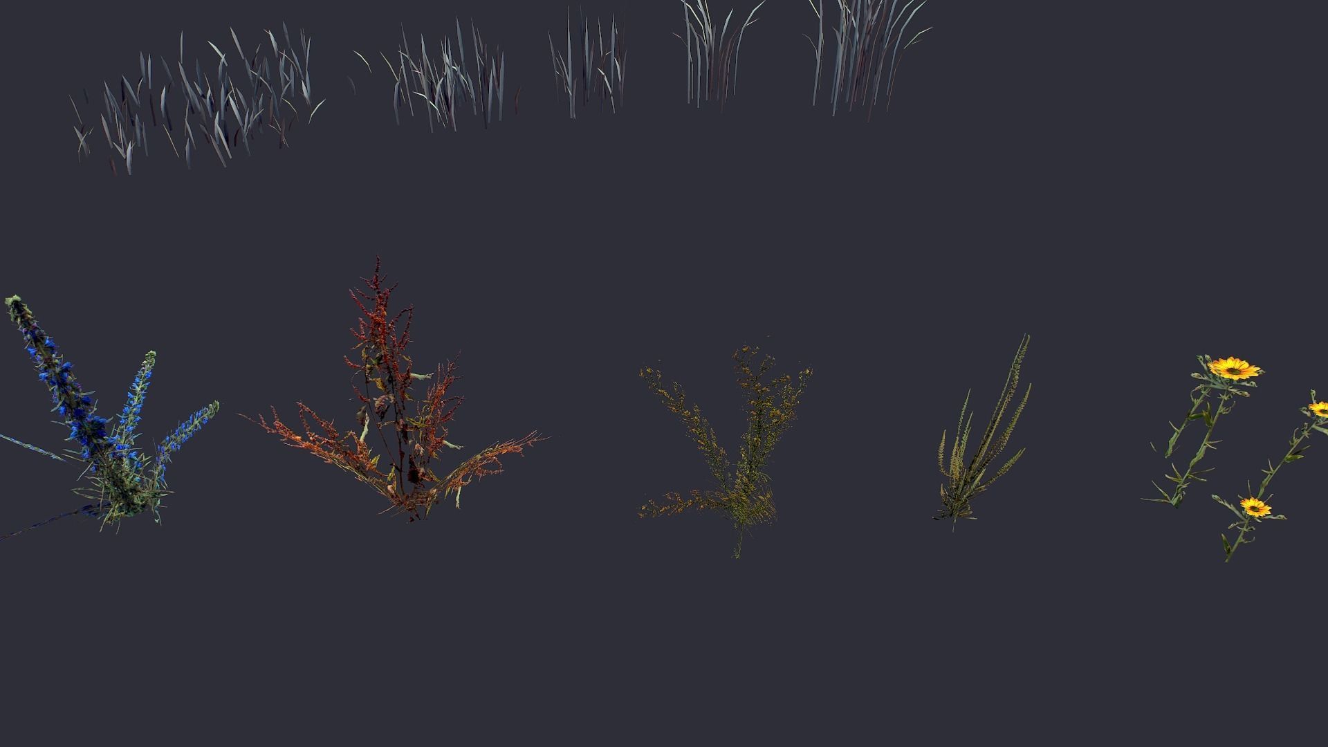 Grass and Flower Low-poly 3D model_6