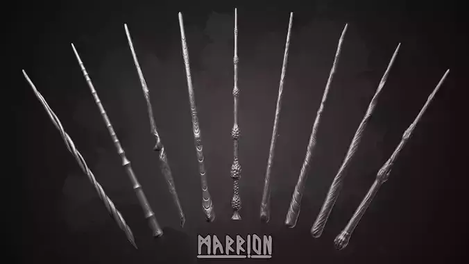 Magic wands from Hogwarts Legacy 3D Model Collection