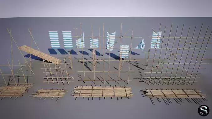 Bamboo Scaffolding Low-poly 3D model