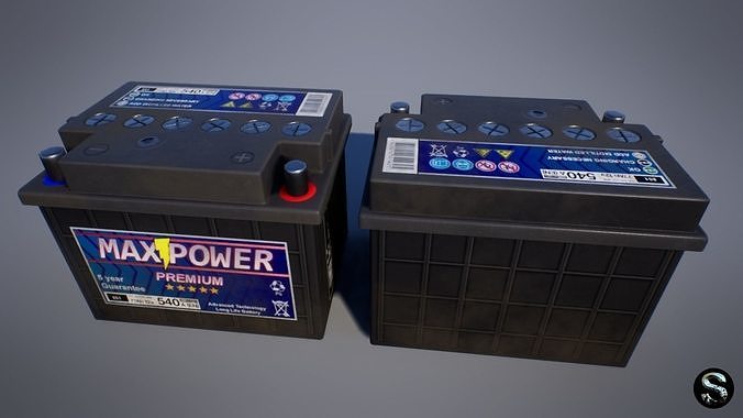 Car Battery Low-poly 3D model 4