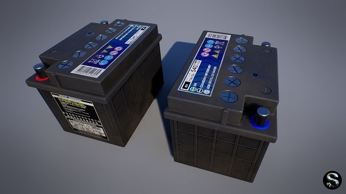 Car Battery Low-poly 3D model 3