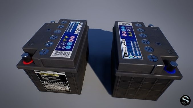 Car Battery Low-poly 3D model 2