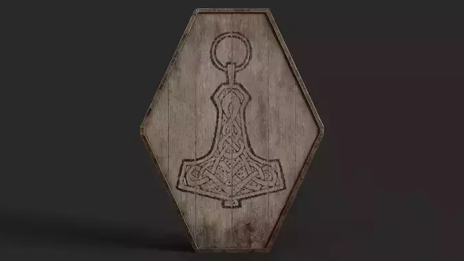 Slavic diamond-shaped shield painted Thor symbol