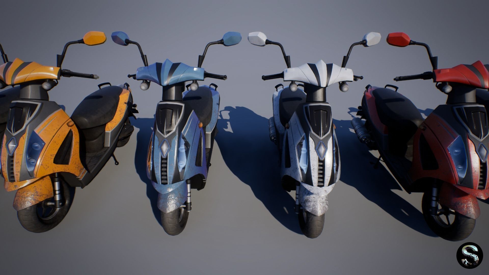 Scooter Low-poly 3D model_7