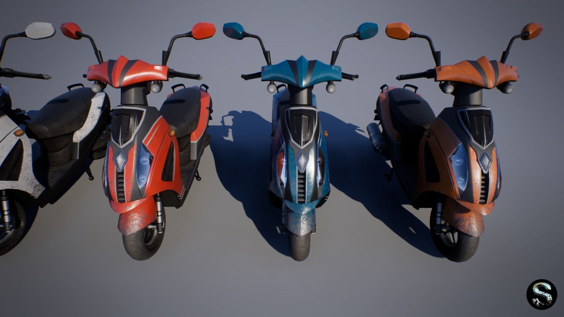 Scooter Low-poly 3D model_8
