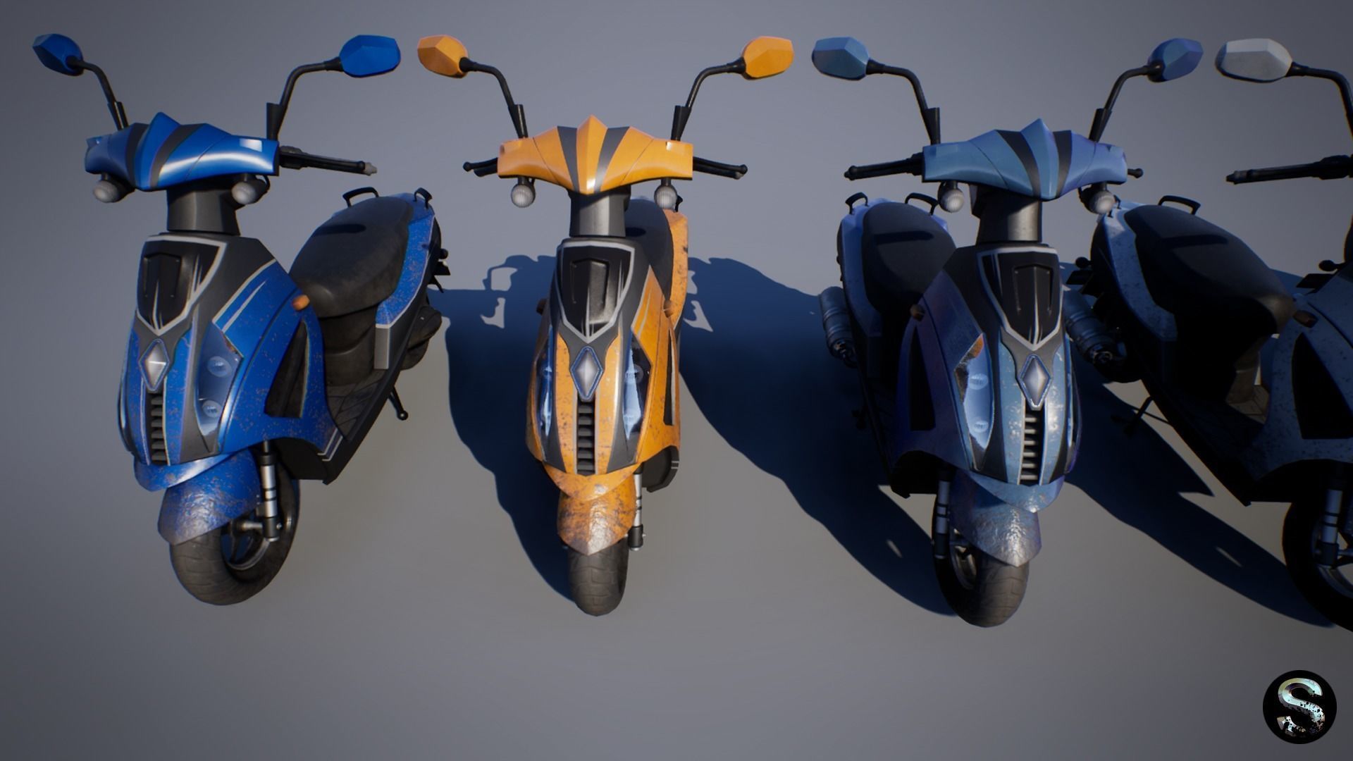 Scooter Low-poly 3D model_6