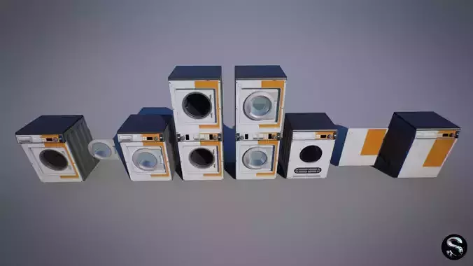 Washer and Dryer Low-poly 3D model