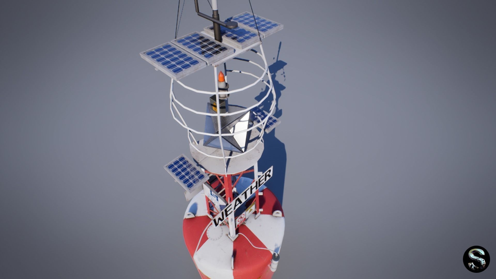 Weather Buoy Low-poly 3D model_5