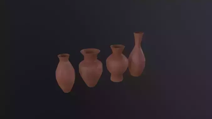 Old Clay Pots 3D Model Low-poly 3D model
