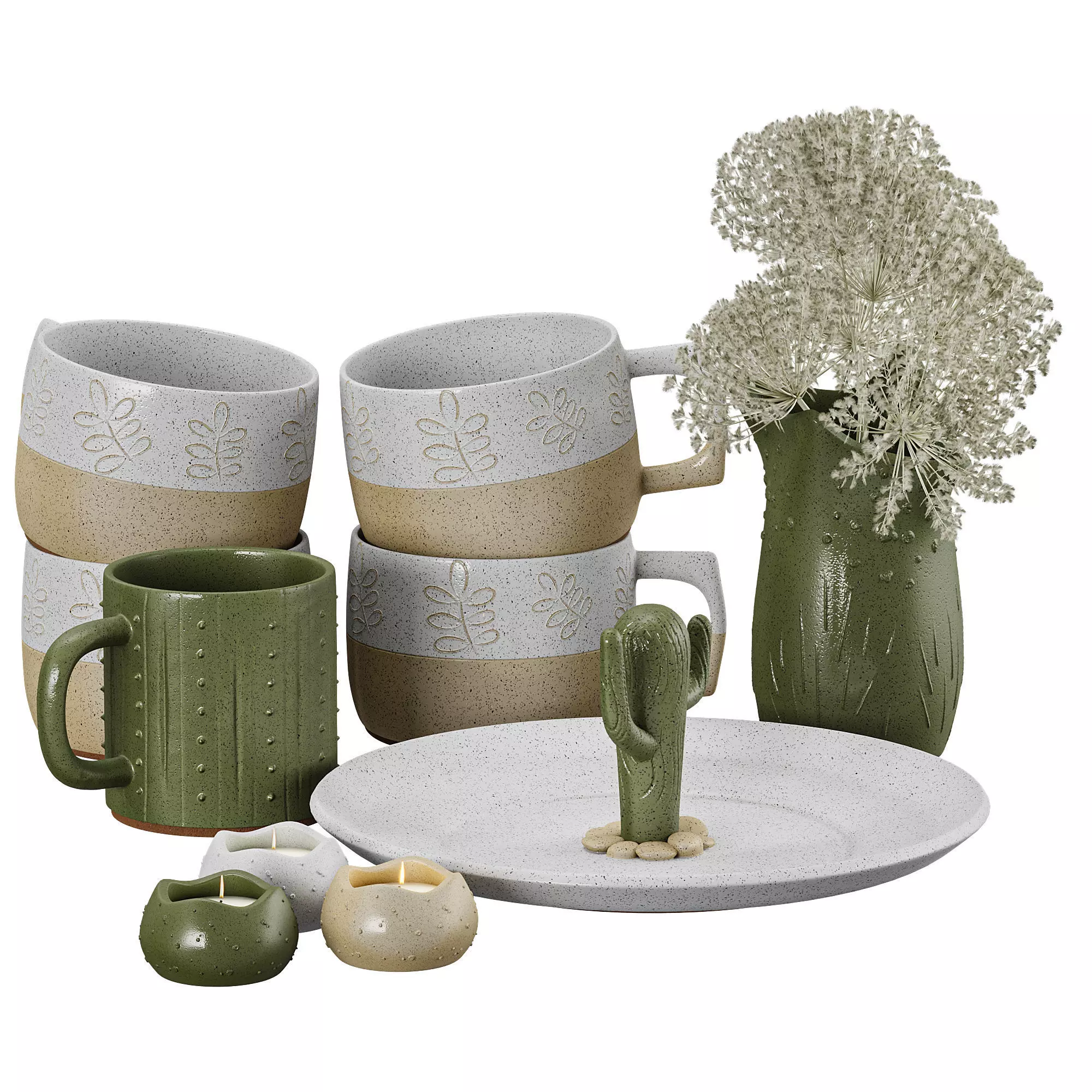 Cactus Decorative Set 3D model_0