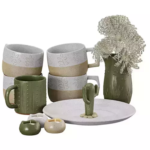 Cactus Decorative Set 3D model