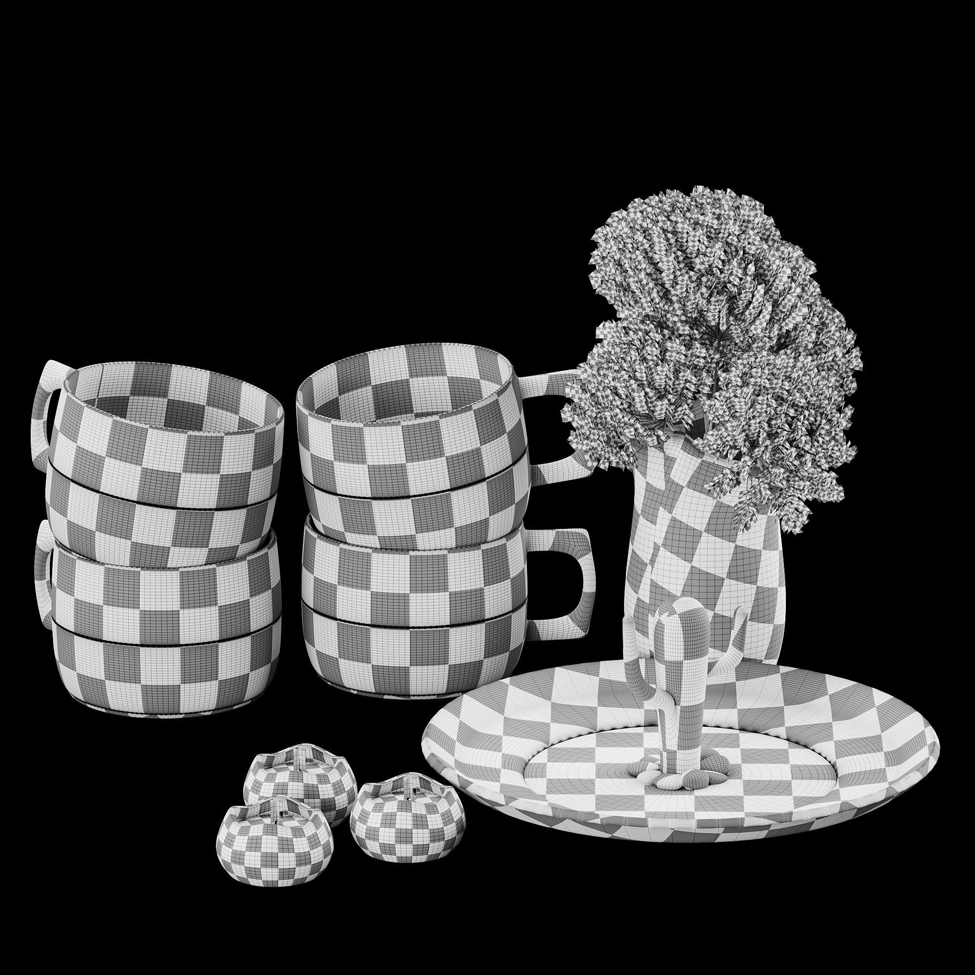 Cactus Decorative Set 3D model_5