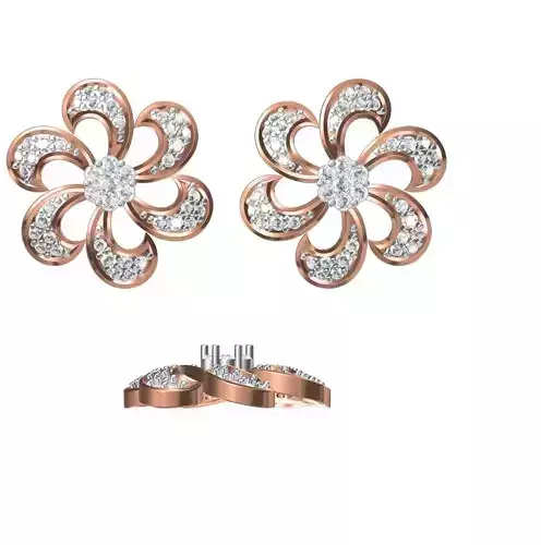 Women Diamond Earrings STL FBX JCD Details