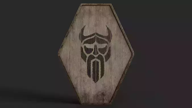 Slavic diamond-shaped shield painted God symbol Low-poly 3D model