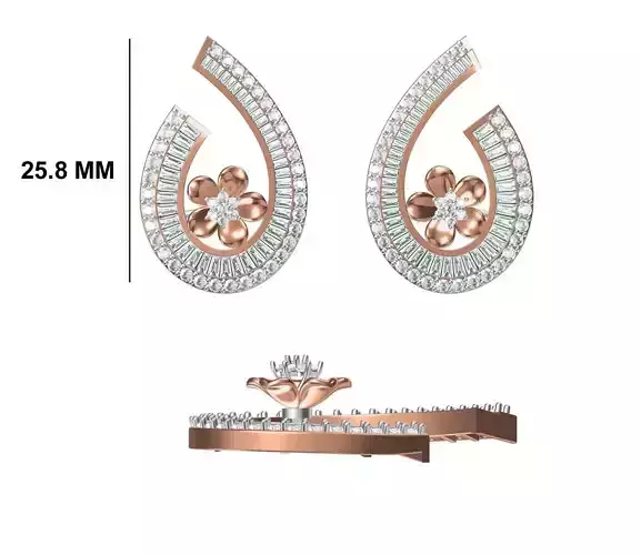 Women Diamond Earrings STL FBX JCD Details