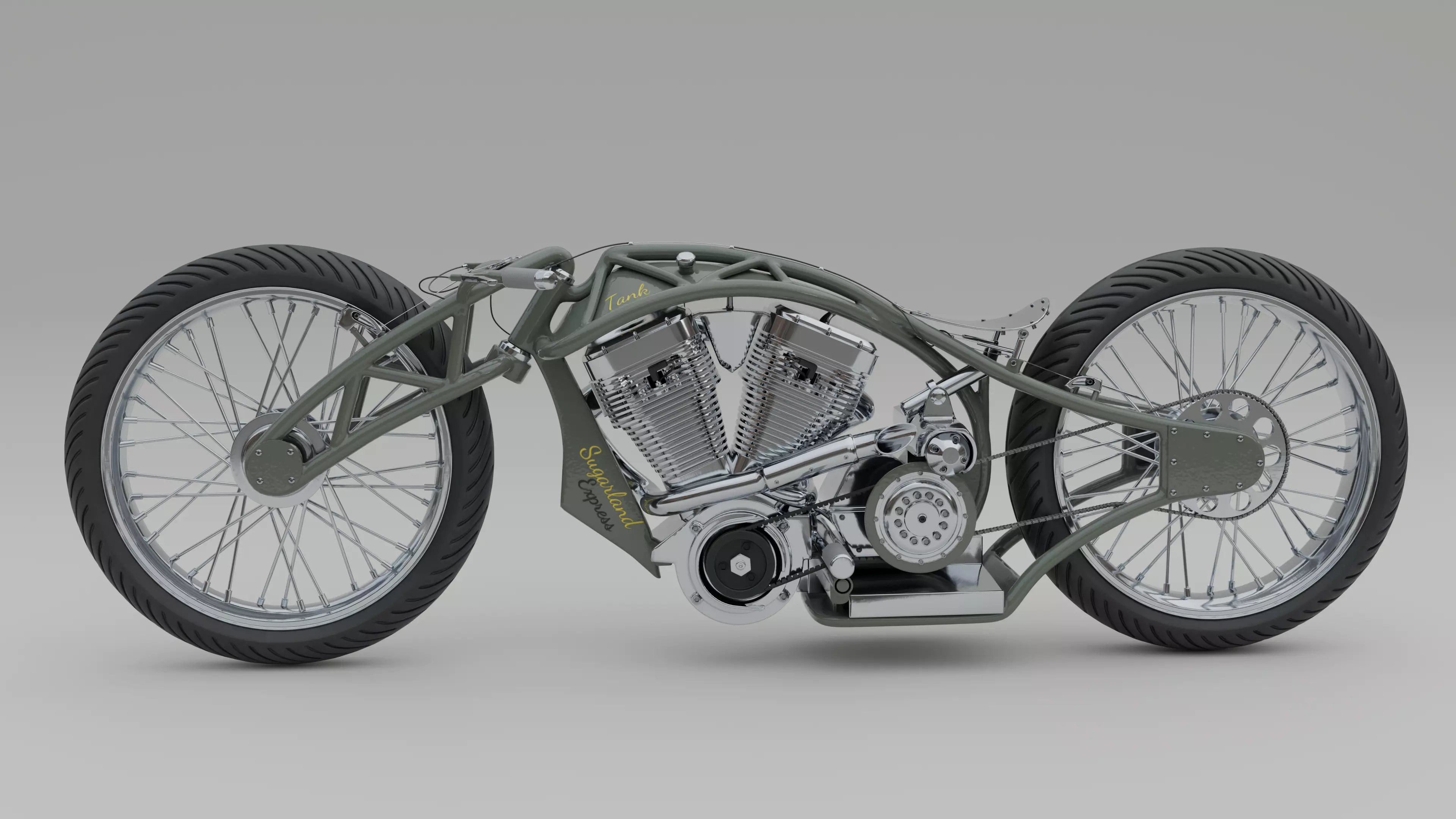 Custom Motorbike Low-poly 3D model