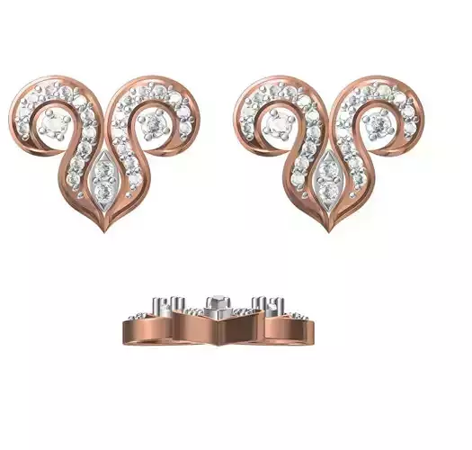 Women Diamond Earrings STL FBX JCD Details