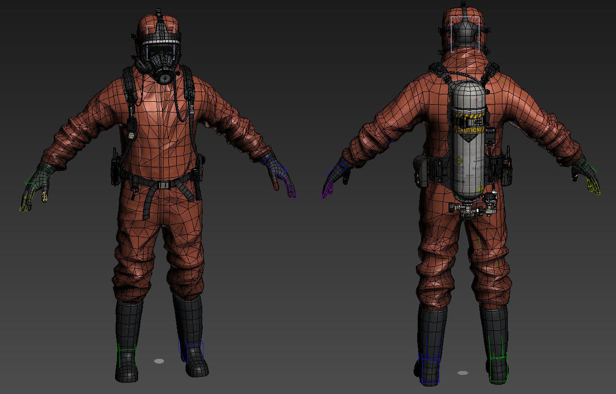 Hazmat Suit Low-poly 3D model_1