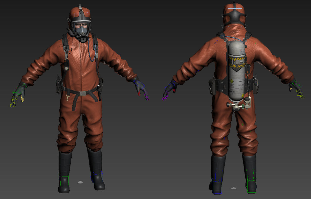 Hazmat Suit Low-poly 3D model_2