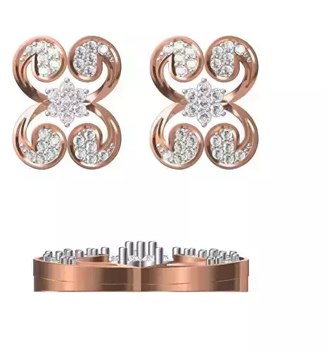 Women Diamond Earrings STL FBX JCD Details