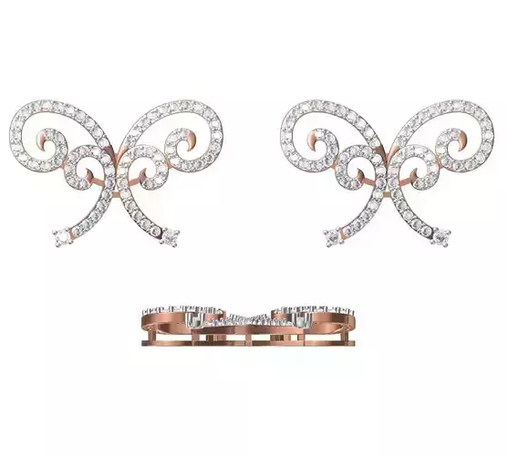 Women Diamond Earrings STL FBX JCD Details