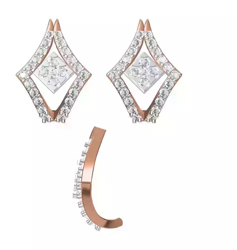Women Diamond Earrings STL FBX JCD Details
