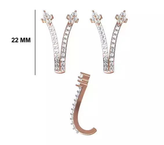 Women Diamond Earrings STL FBX JCD Details 3D print model