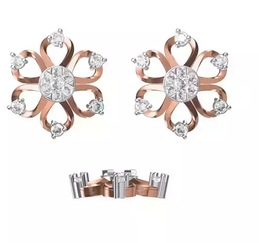 Women Diamond Earrings STL FBX JCD Details