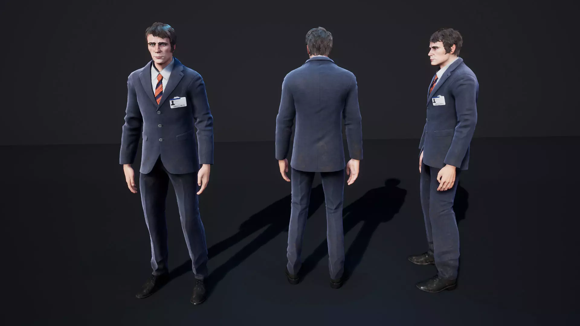 Man Character Casual Suit Low-poly 3D model_0
