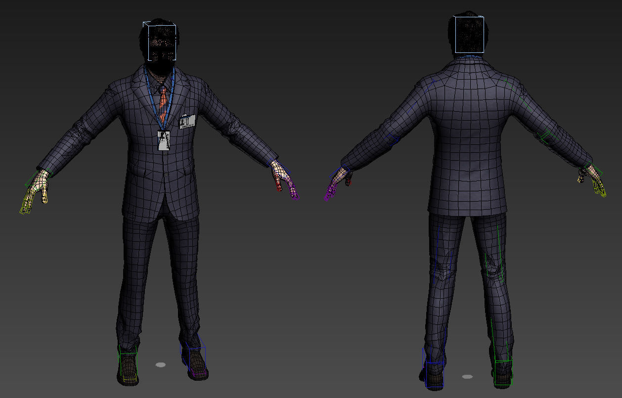 Man Character Casual Suit Low-poly 3D model_1