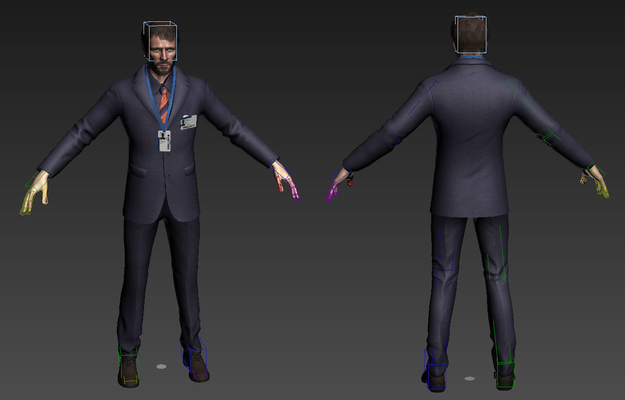 Man Character Casual Suit Low-poly 3D model_2