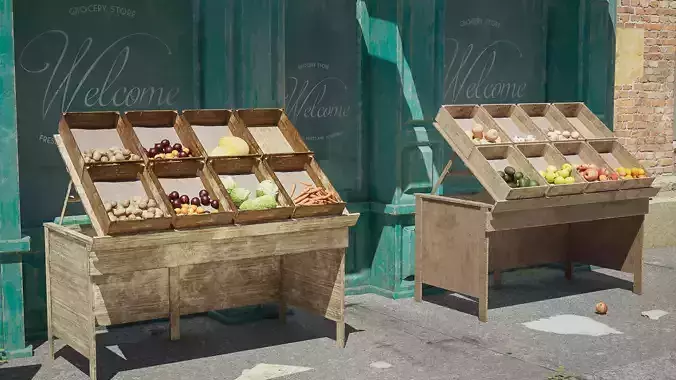 Market Stall Low-poly 3D model