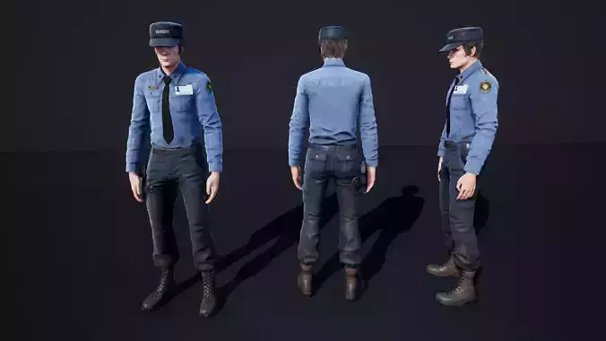 Policeman 1 Low-poly 3D model