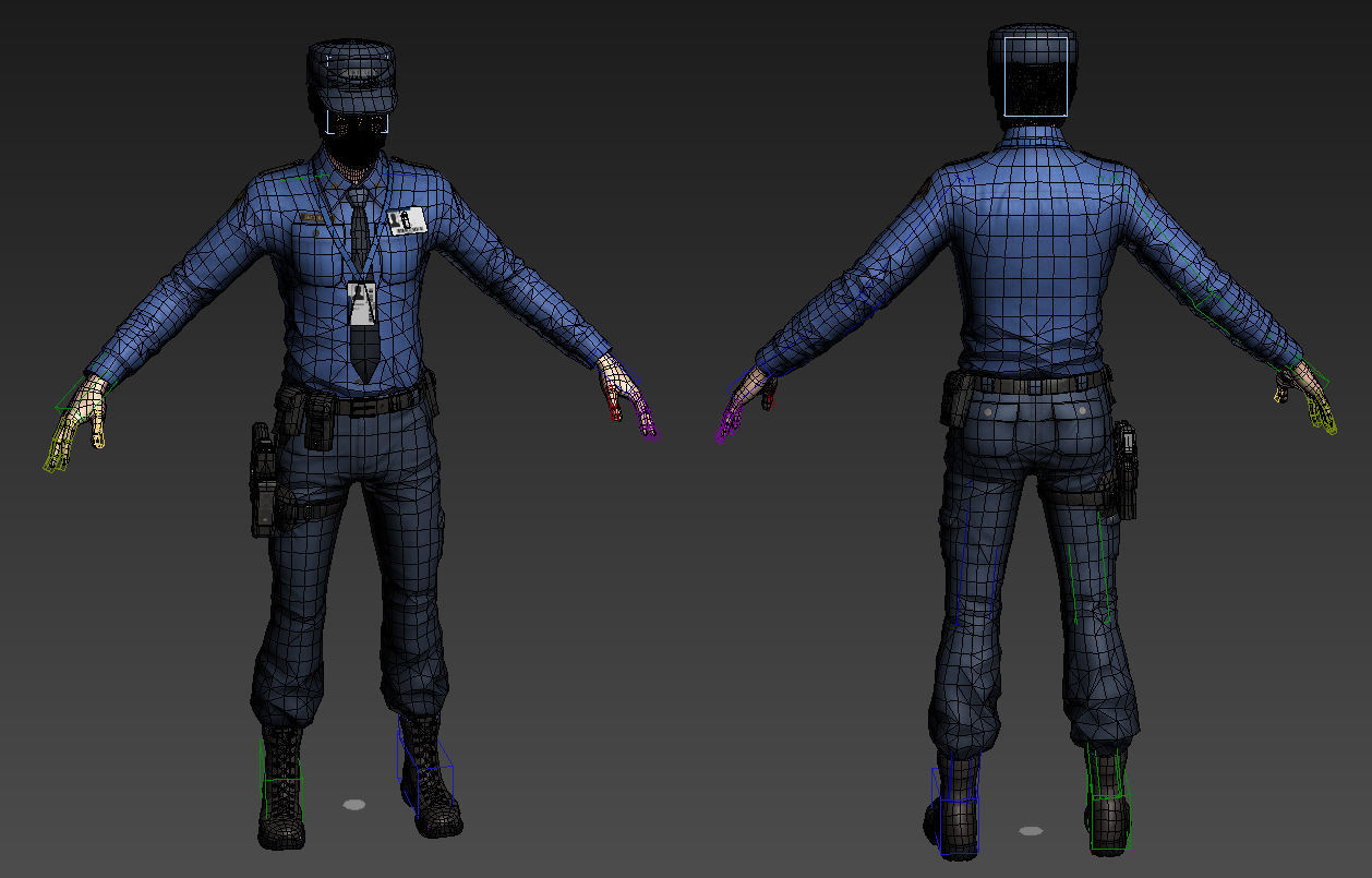 Policeman 1 Low-poly 3D model_1