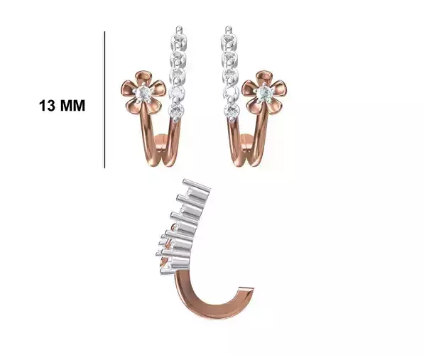 Women Diamond Earrings STL FBX JCD Details 3D print model